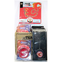 BOX OF ASSORTED NEW CALGARY SPORTS SOUVENIRS