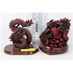 PAIR OF POLYRESIN DRAGON FIGURES