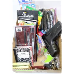 BOX OF NEW OFFICE SUPPLIES INCL.