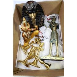 BOX W/EGYPTIAN & ASIAN FIGURINES &