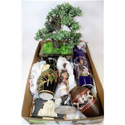 FLAT W/ARTIFICIAL BONSAI TREE, AFRICAN