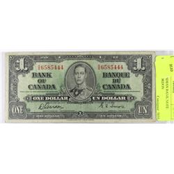 1937 $1 CANADIAN BANK NOTE TOWERS&GORDON