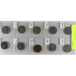 10 ASSORTED NICKELS