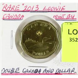 RARE  2013 LOONIE ERROR COIN
