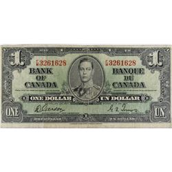 1937 $1 CANADIAN BANK NOTE TOWERS&GORDON