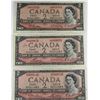 Image 1 : LOT OF 3-1954 CANADIAN $2 BANK NOTES