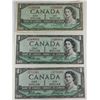 Image 1 : LOT OF 3-1954 CANADIAN $1 BANK NOTES