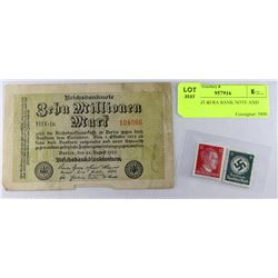 1923 NAZI AERA BANK NOTE AND STAMPS