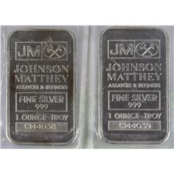 JOHNSON MATTHEY 1-OZ FINE SILVER IN SEQUENCE X2