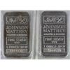 Image 1 : JOHNSON MATTHEY 1-OZ FINE SILVER IN SEQUENCE X2