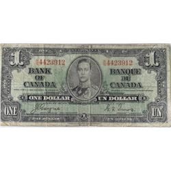 1937 CANADIAN $1 BANK NOTE TOWERS&COYNE