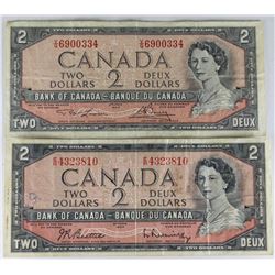 1954 $2 DOLLAR BANK NOTES X2
