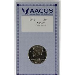 US 2012 JFK GRADED HALF DOLLAR MOUNTED COIN