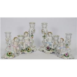 BOX OF 4 CHINA CANDLESTICKS MADE IN EAST GERMANY