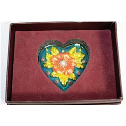 HEART SHAPED JEWELLERY BOX  WITH PEARL CENTER