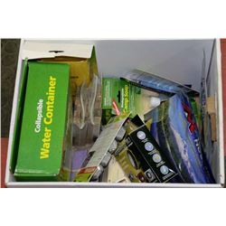 BOX OF NEW CAMPING/SURVIVAL ESSENTIALS  WATER