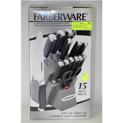 NEW FARBERWARE 15 PIECE STAMPED STAINLESS STEEL