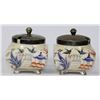 Image 1 : 2 HANDPAINTED PAGODA CONDIMENT DISHES