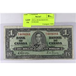 1937 ONE DOLLAR BANKNOTE - GORDON/TOWERS