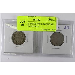 KEY DATE 1907 & 1908 EDWARD VII SILVER 25 CENTS X2