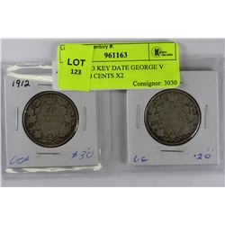 1912 & 1913 KEY DATE GEORGE V SILVER 50 CENTS X2