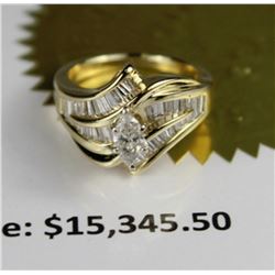 #65-14K YELLOW GOLD AND DIAMOND RING 1.16TCW WITH