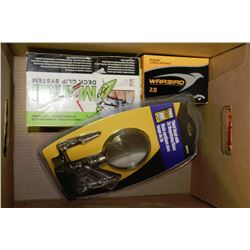 BOX WITH NEW MAGNIFYING GLASS,GOLF BALLS AND DECK