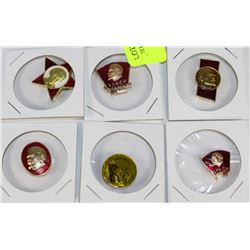 6-RUSSIAN COMMUNIST LENIN PINS