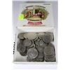 Image 1 : CIGAR BOX WITH 35-HALF AND 11-ONE DOLLAR  US COINS