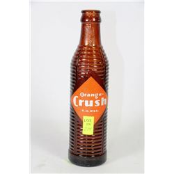 VINTAGE RIBBED BROWN GLASS ORANGE CRUSH BOTTLE