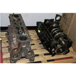 PALLET WITH 418 1973 FORD V8 ENGINE & DODGE INLINE