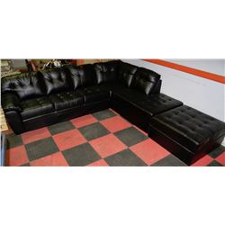 NEW BLACK LEATHERETTE L SHAPE SECTIONAL WITH