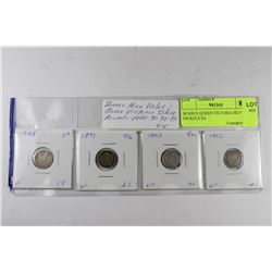 SCARCE QUEEN VICTORIA SILVER NICKELS X4