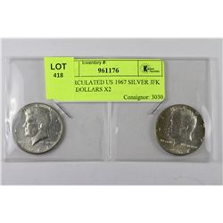 UNCIRCULATED US 1967 SILVER JFK HALF DOLLARS X2