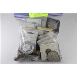 LARGE BAG OF WORLD & CANADIAN COINS FROM 1790 & UP
