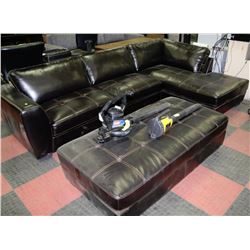 BLACK LEATHERETTE L SHAPE SECTIONAL WITH