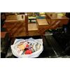 Image 1 : FOLD OUT 4-TIER WOODEN SEWING KIT & CONTENTS