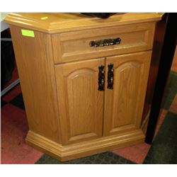 CORNER OAK CABINET WITH DRAWER