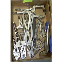 LARGE TRAY OF ASSORTED VICE GRIPS & MEASURING
