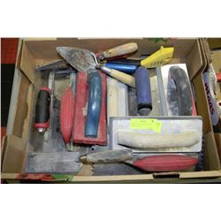 LARGE TRAY OF DRYWALL & CEMENT TOOLS