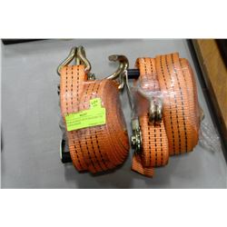 PAIR OF HEAVY DUTY RATCHET TIE DOWN STRAPS