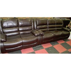 NEW BROWN LEATHERETTE RECLINING SOFA AND LOVE SEAT