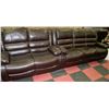 Image 1 : NEW BROWN LEATHERETTE RECLINING SOFA AND LOVE SEAT