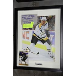 MARIO LEMIEUX GAME JERSEY CARD IN FRAME WITH COA