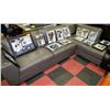 Image 1 : NEW GREY LEATHERETTE CHAISE LOUNGE SECTIONAL