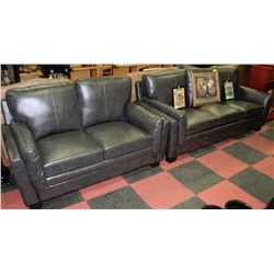 NEW CHARCOAL LEATHERETTE SOFA AND LOVE SEAT