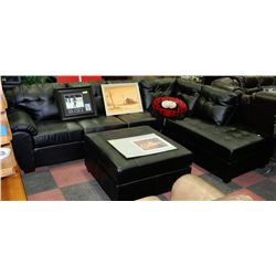 NEW BLACK LEATHERETTE LARGE SECTIONAL WITH