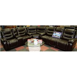 NEW CHOCOLATE BROWN LEATHER RECLINING SECTIONAL