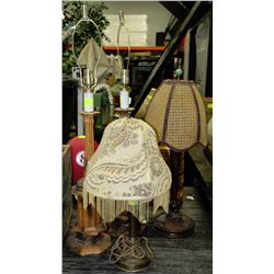 PAIR OF ESTATE WOOD LAMPS WITH 2 OTHER VARIOUS