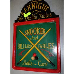SNOOKER VINTAGE SIGN